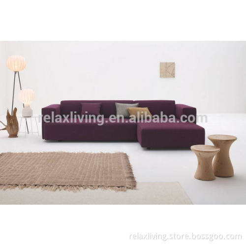 Modern fabric sectional sofa set designs with ottoman for living room furniture